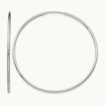Polished Endless Tube Hoop Earrings, 1.20mm, 14K White Gold