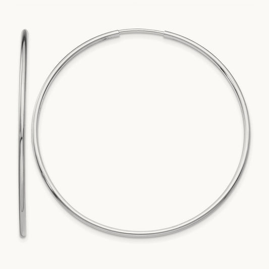 Polished Endless Tube Hoop Earrings, 1.20mm, 14K White Gold