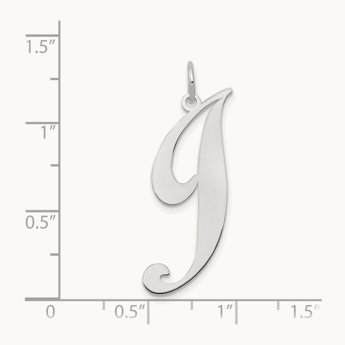 Large Fancy Script Initial Charm — 14K White Gold, J
