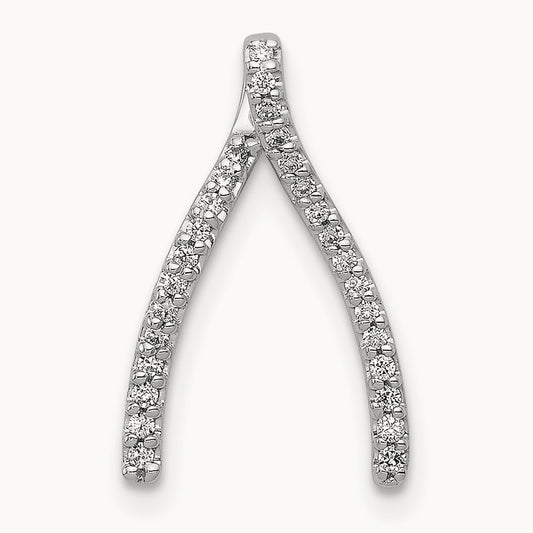 Diamond Wishbone Chain Slide, 14K White Gold