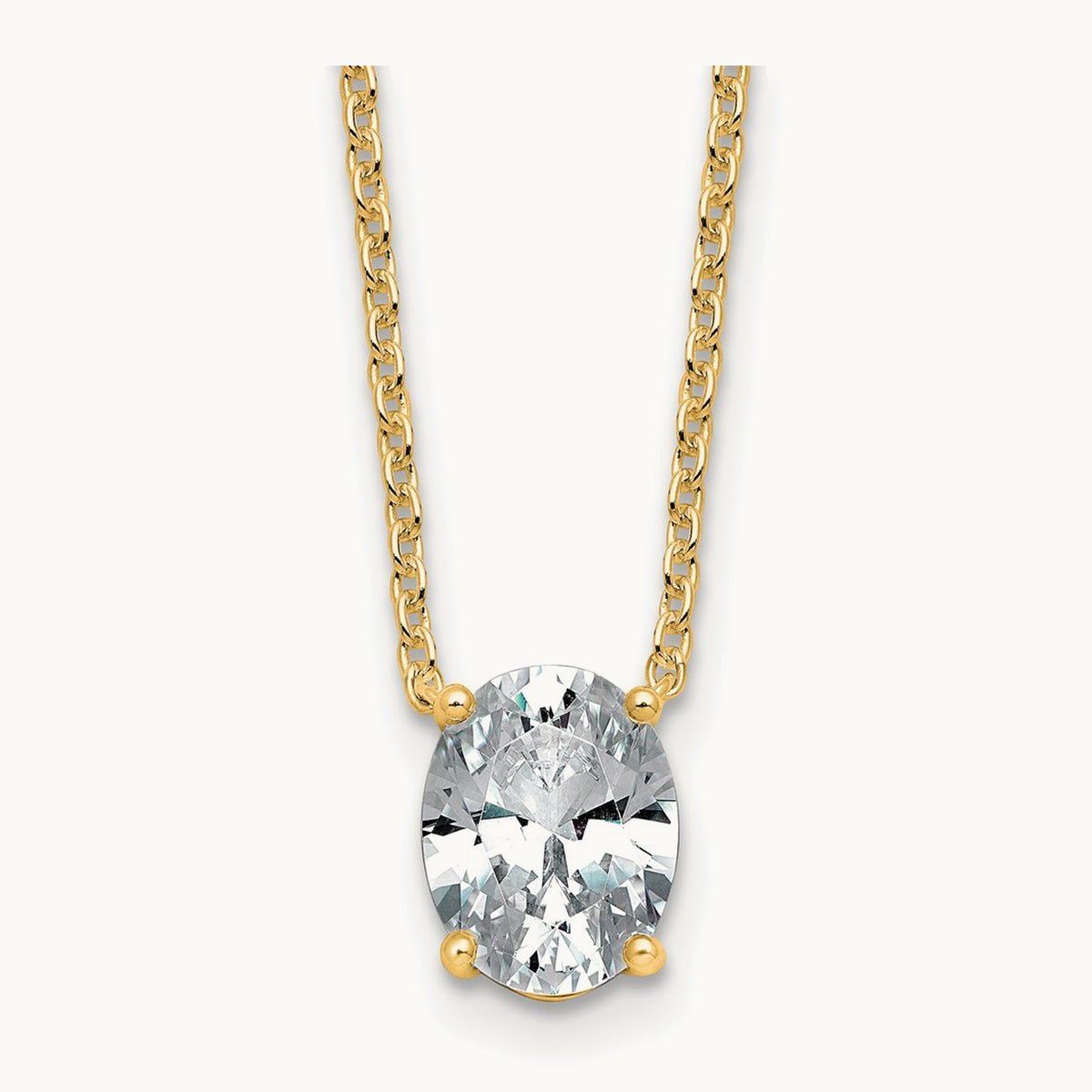 Oval Pendant Necklace, 0.25-4.00 ct tw Lab-Grown Diamond — 1 1/2 ct, 14K Yellow Gold