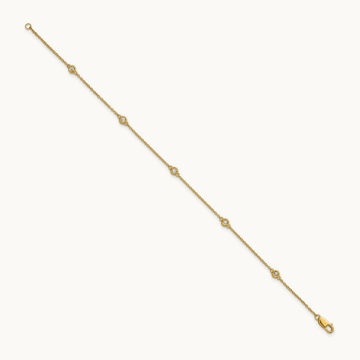 Diamond Station Cable Bracelet — 14K Yellow Gold