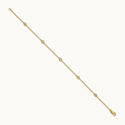 Diamond Station Cable Bracelet — 14K Yellow Gold