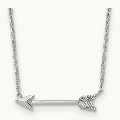 Polished Arrow Necklace, 14K White Gold