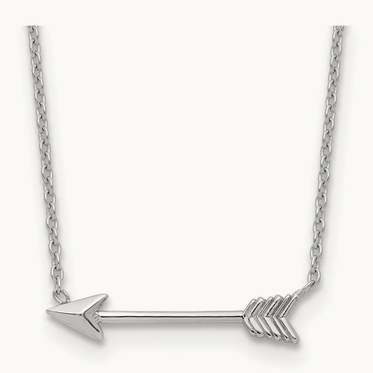 Polished Arrow Necklace, 14K White Gold