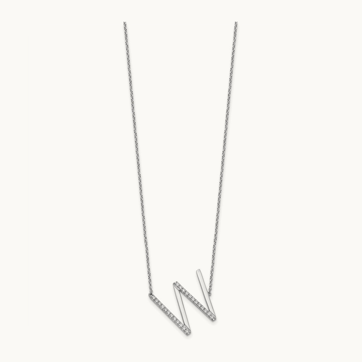 Sideways Diamond Necklace — 14K White Gold, W
