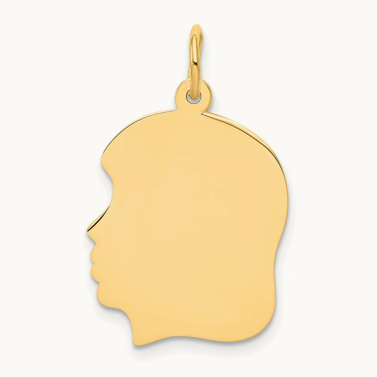 Plain Medium .035 Gauge Facing Left Engravable Girl Head Charm — 27mm