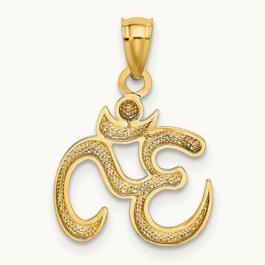 Polished Om Symbol Pendant, 14K Gold