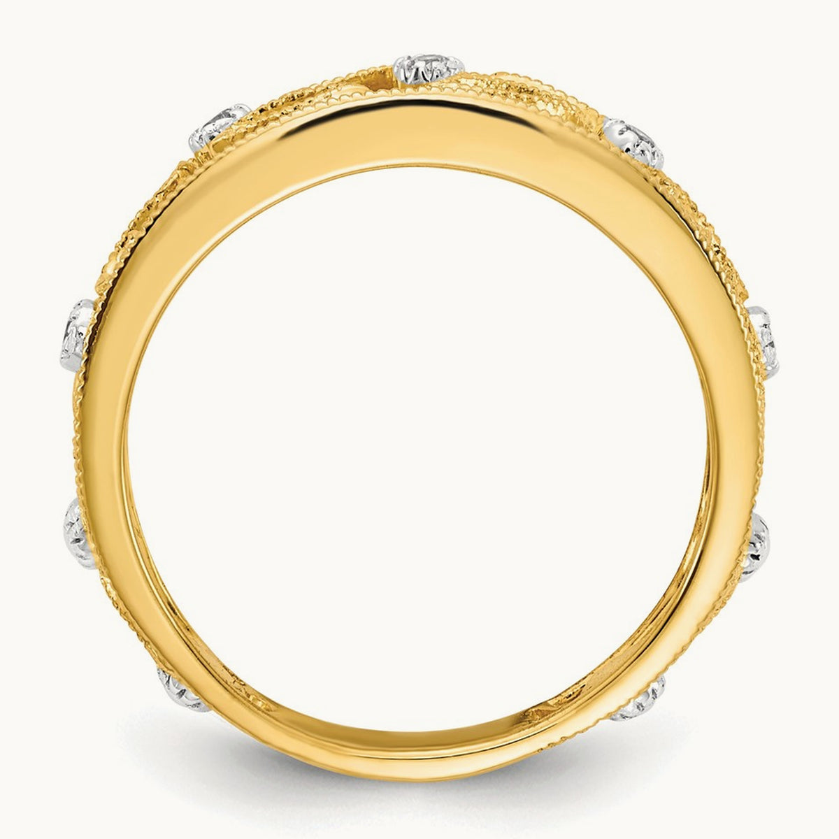 Flower Vine Design Diamond Ring — 14K Yellow Gold, 7
