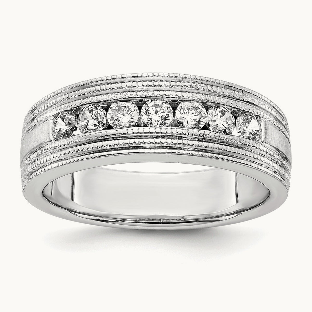 7 Stone Men's Ring, 0.50 ct tw Lab-Grown Diamond — 14K White Gold