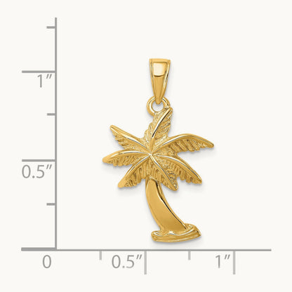 Palm Tree Pendant — 14K Yellow Gold, 26.5mm