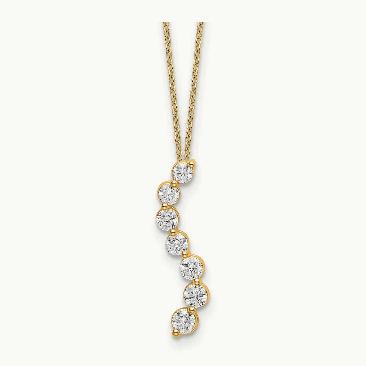 14kyg 7 Stone Curved Bar Necklace, 0.75 ct tw Lab-Grown Diamond