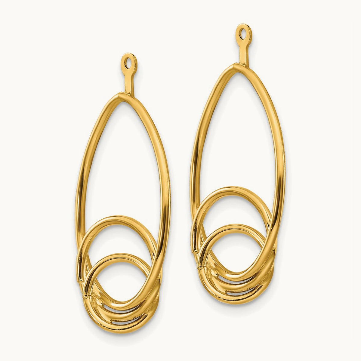 Polished Fancy Teardrop Earring Jackets, 14K