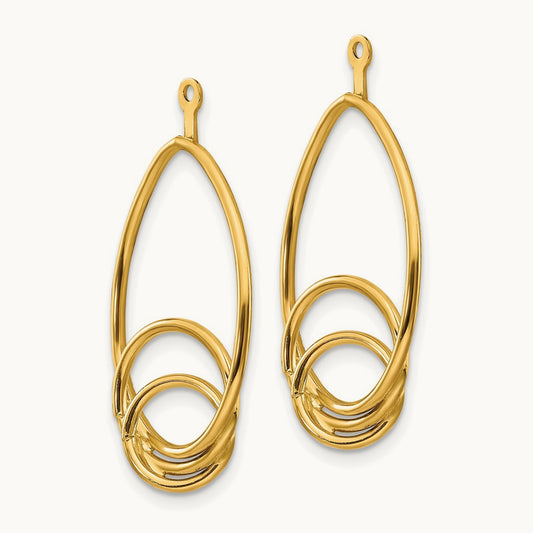 Polished Fancy Teardrop Earring Jackets, 14K