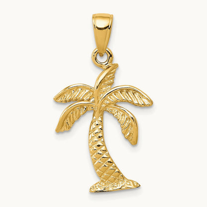 Palm Tree Pendant — 14K Yellow Gold