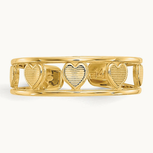 Heart Toe Ring, 14K