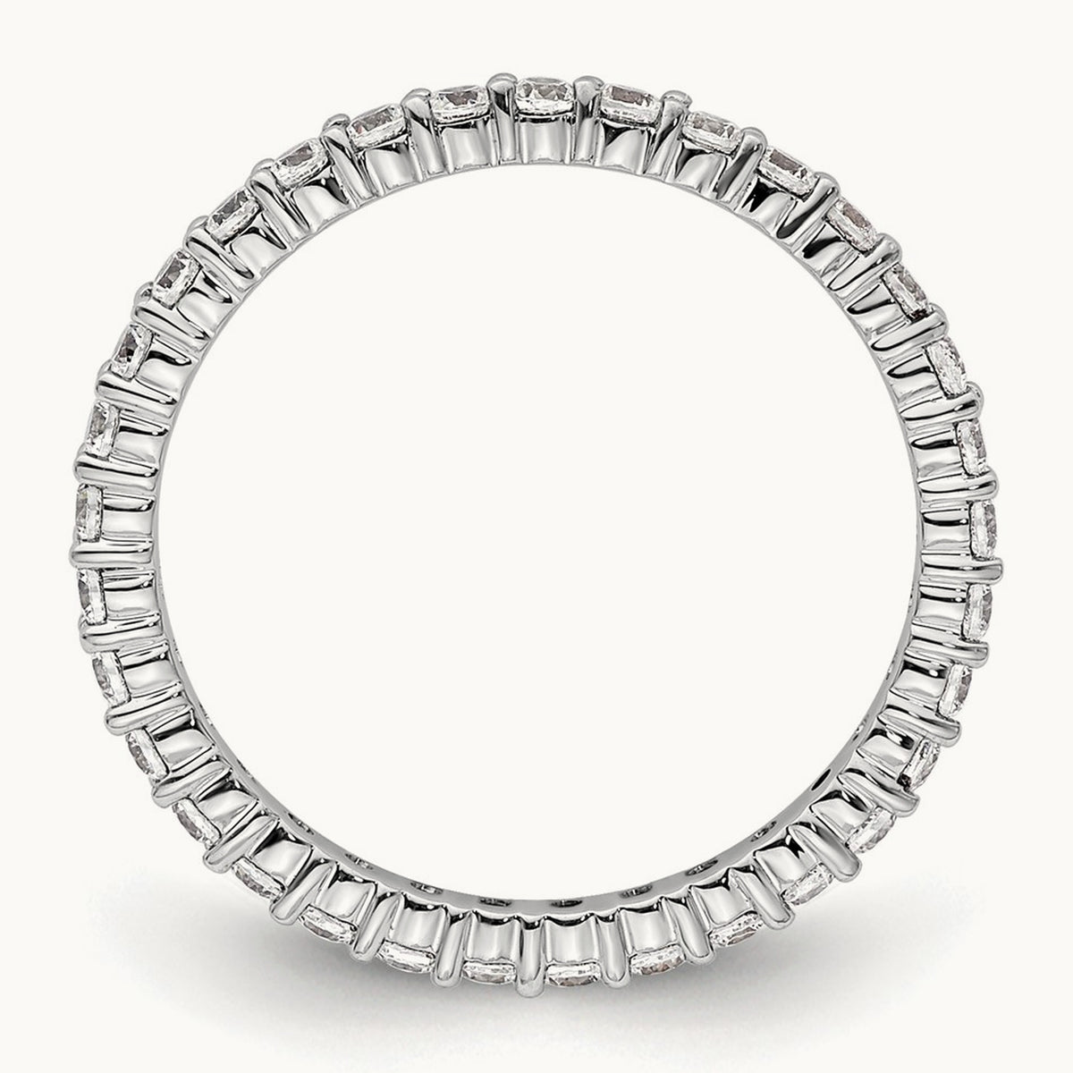Polished Shared Prong Diamond Eternity Band — 14K White Gold, 0.5 ct