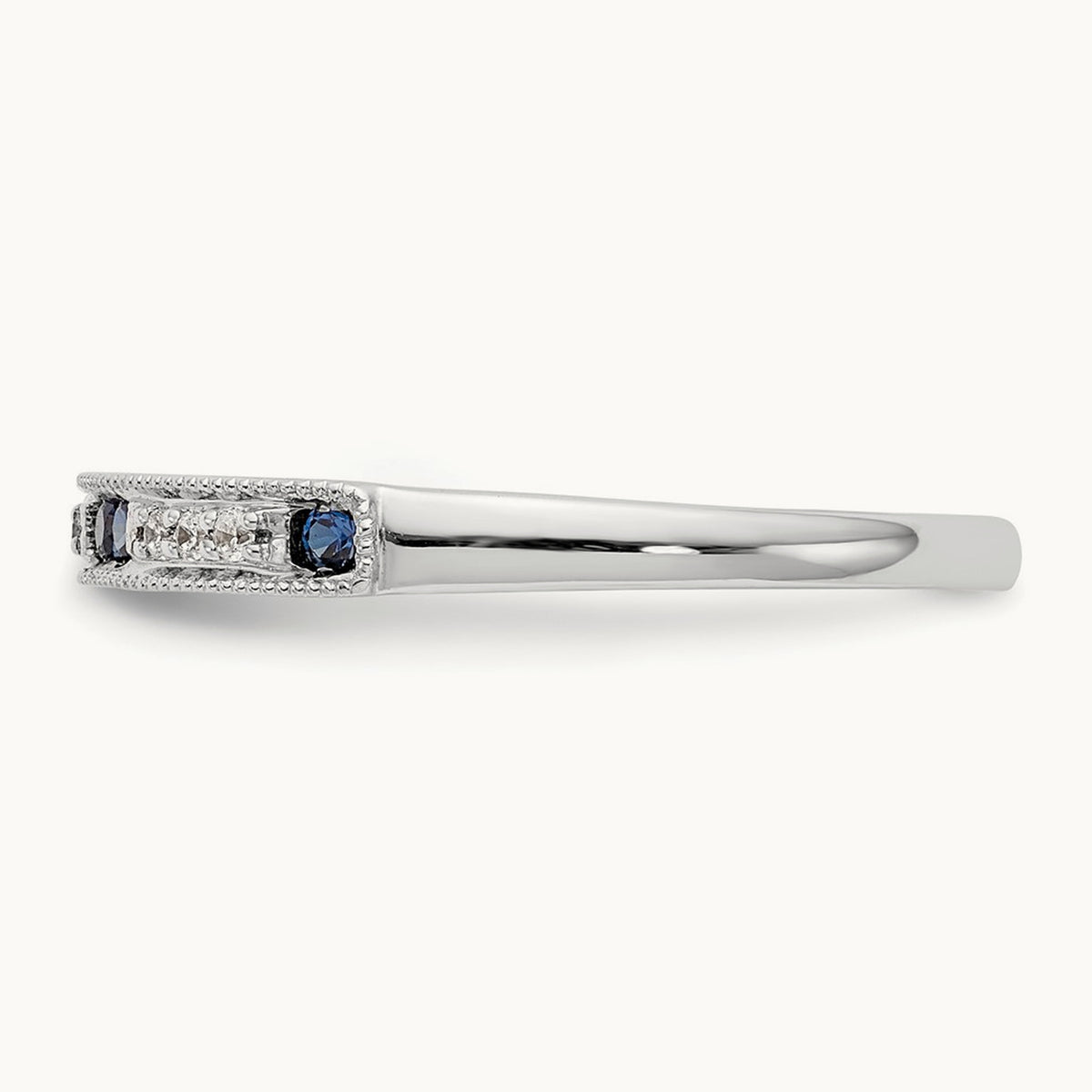 Diamond w/Sapphire Band, 14K White Gold