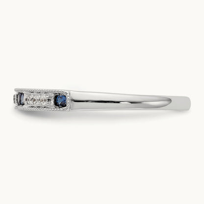 Diamond w/Sapphire Band, 14K White Gold