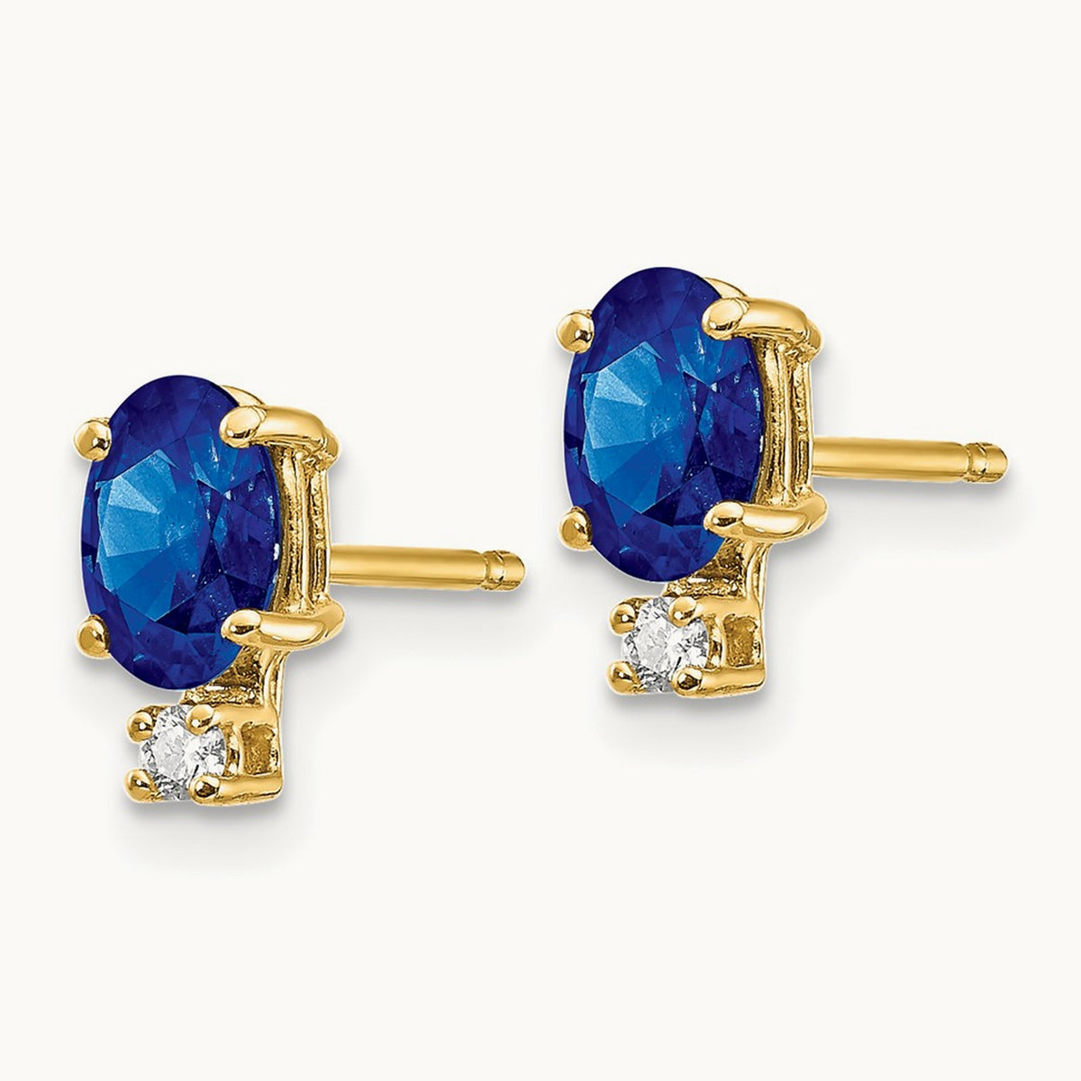 Sapphire Diamond Post Earrings, 14K