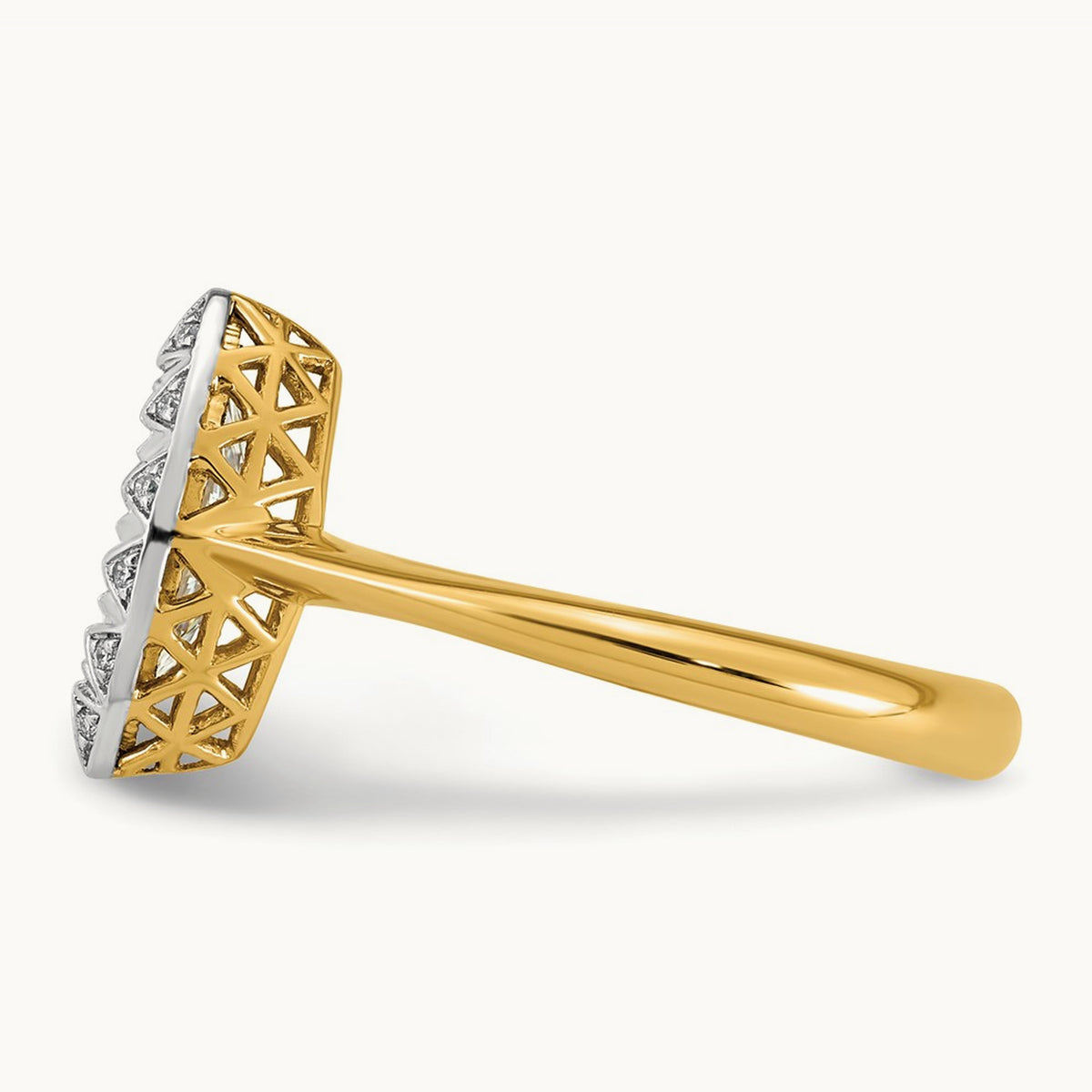 With Rhodium Marquise Center Ring, 1.00 ct tw Lab-Grown Diamond