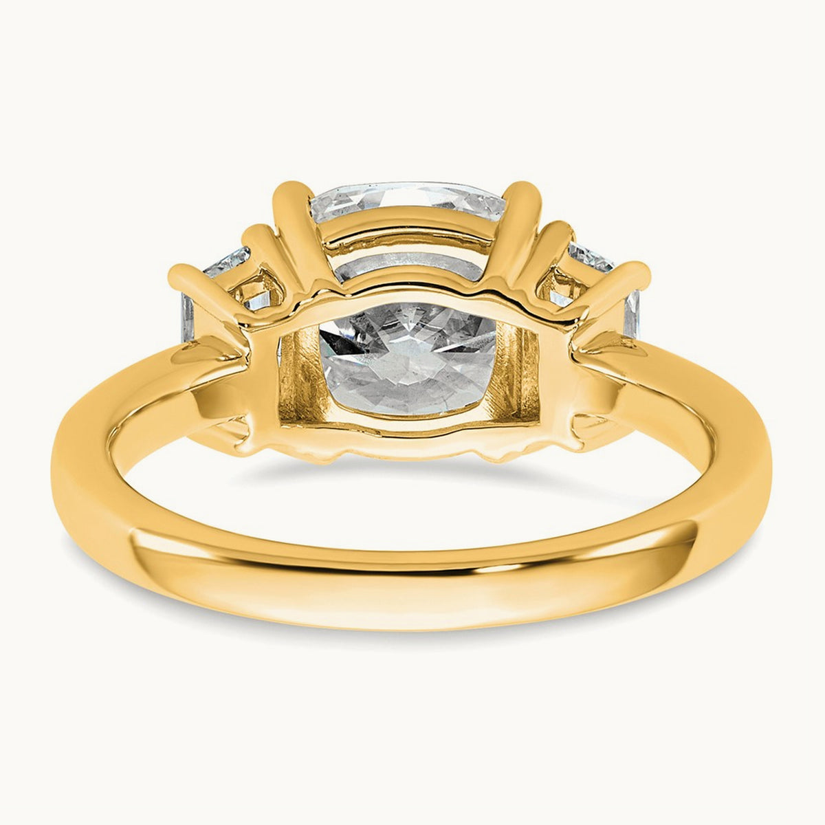 Cushion & 1/2 Moon Engagement Ring, 1.25-3.75 ct tw Lab-Grown Diamond — 3 1/8 ct, 14K Yellow Gold