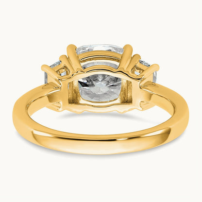 Cushion & 1/2 Moon Engagement Ring, 1.25-3.75 ct tw Lab-Grown Diamond — 3 1/8 ct, 14K Yellow Gold