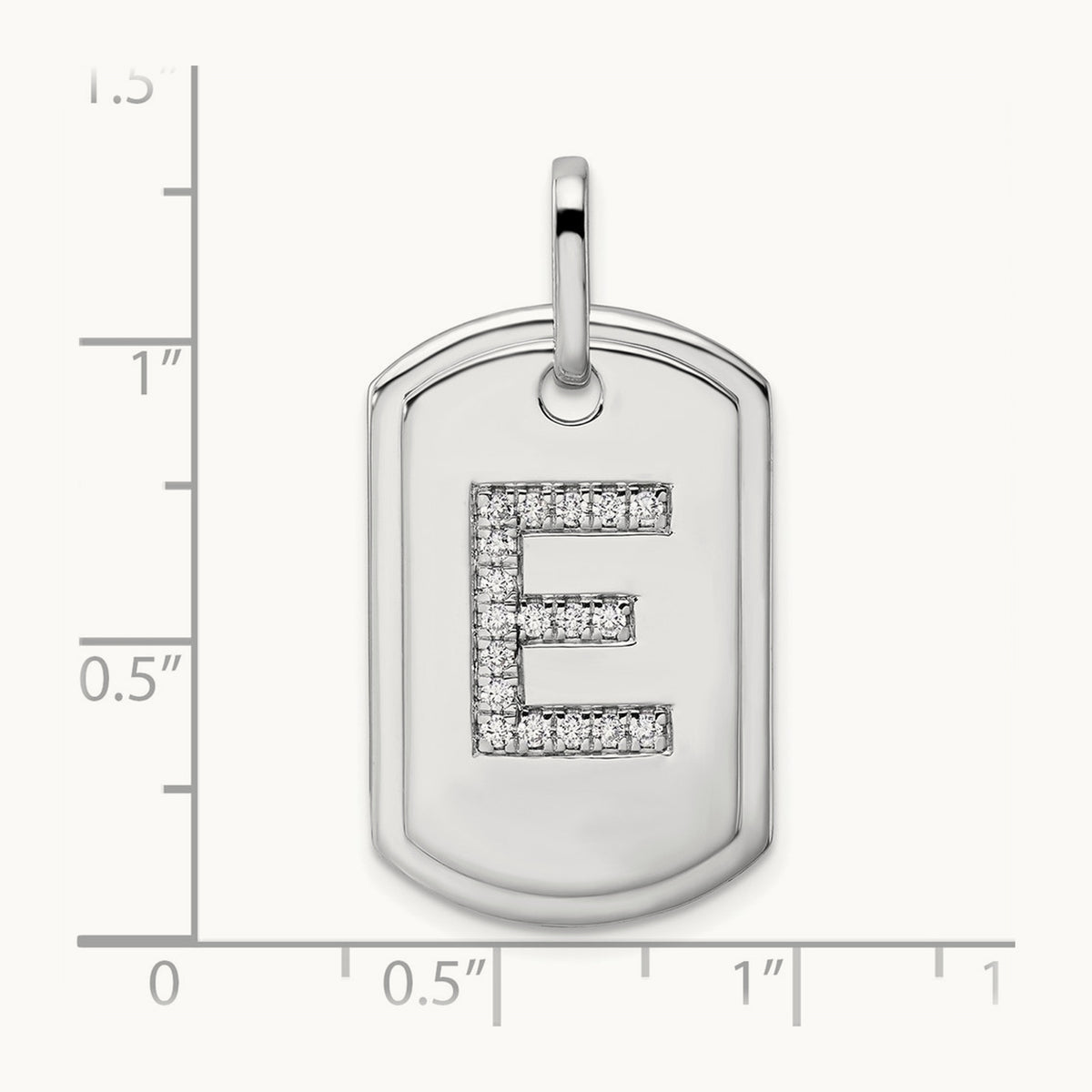 Diamond Dog Tag Charm — 14K White Gold, E