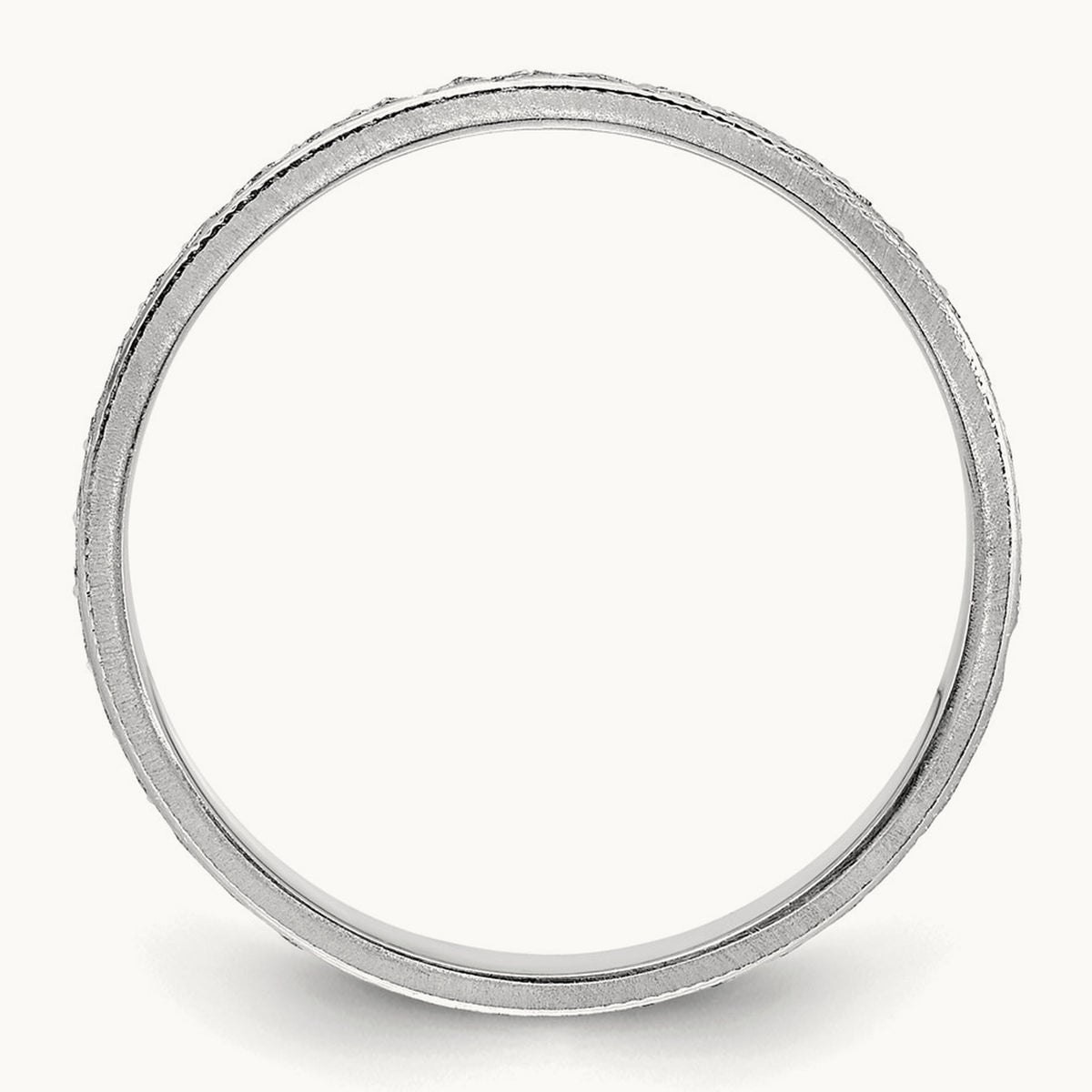 Design Etched Wedding Band — 14K White Gold, 3.75mm