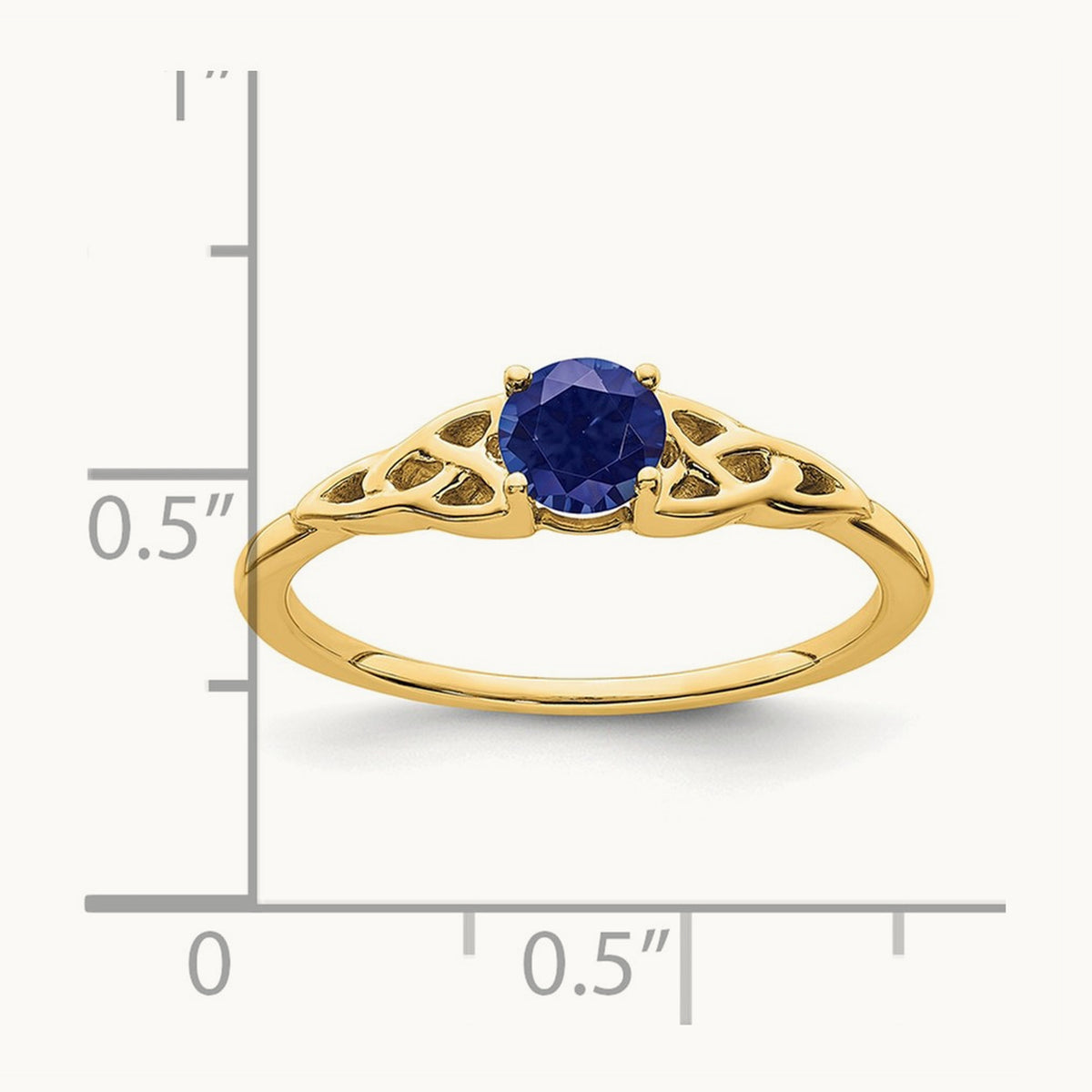 Created Sapphire Celtic Knot Ring — 14K Yellow Gold, 7