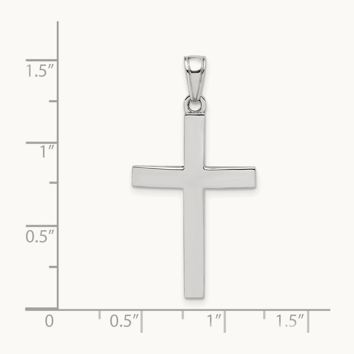 Polished Beveled Cross Charm — 14K White Gold