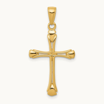 Cross with Triangle Tips Pendant, 14K