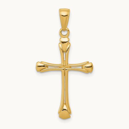 Cross with Triangle Tips Pendant, 14K