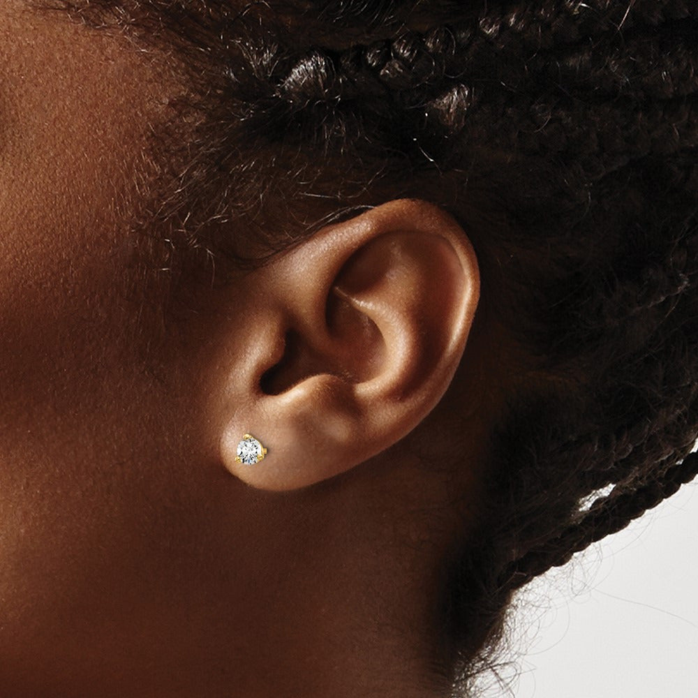Round Stud Earrings, 0.10-6.00 ct tw Lab-Grown Diamond — 3/8 ct, 14K Yellow Gold