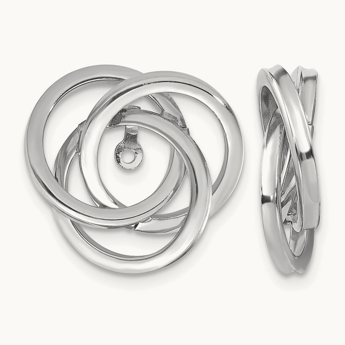 Polished Love Knot Earring Jackets — 14K White Gold, 18mm
