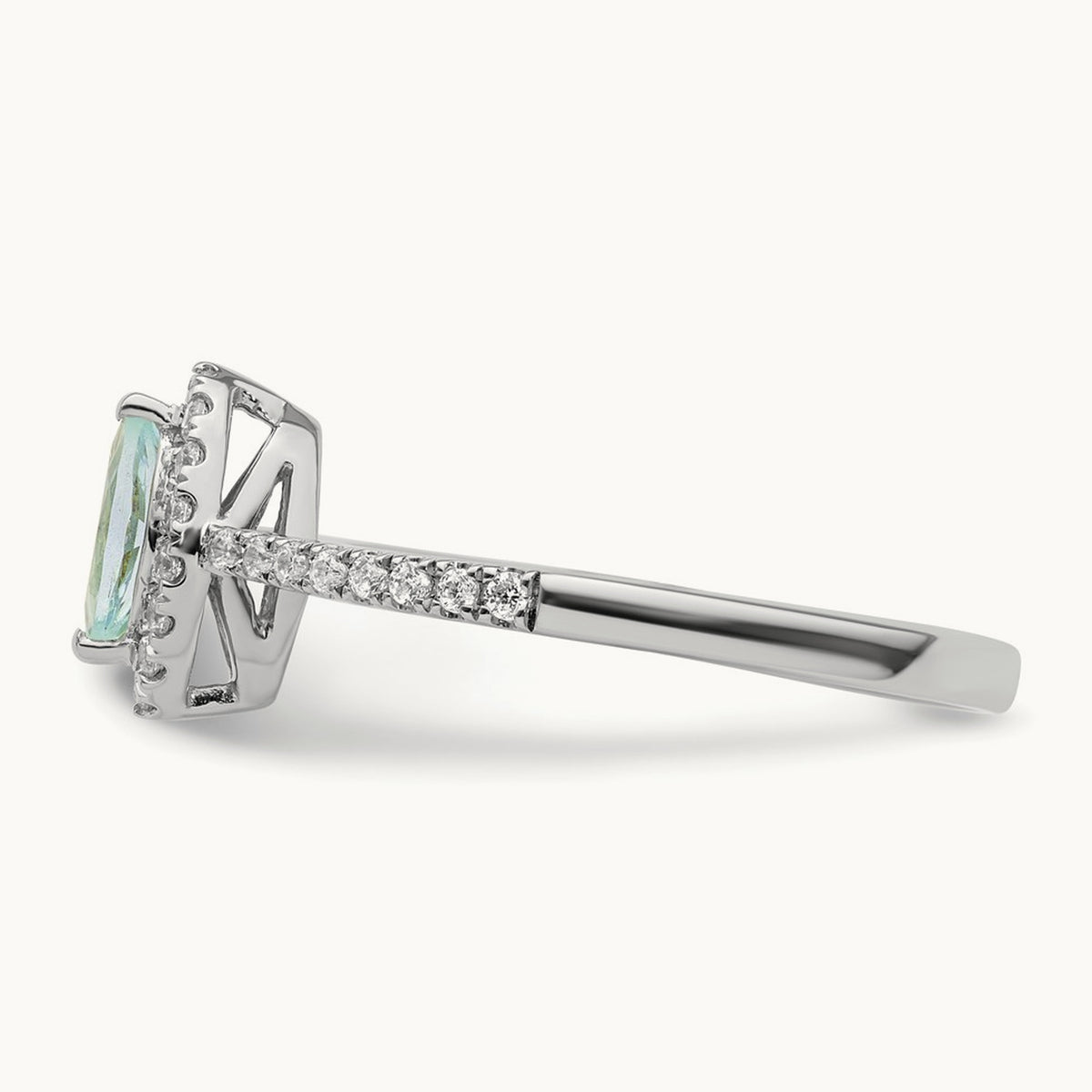 Aquamarine March Birthstone Ring, 0.20 ct tw Lab-Grown Diamond