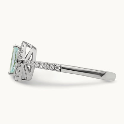Aquamarine March Birthstone Ring, 0.20 ct tw Lab-Grown Diamond