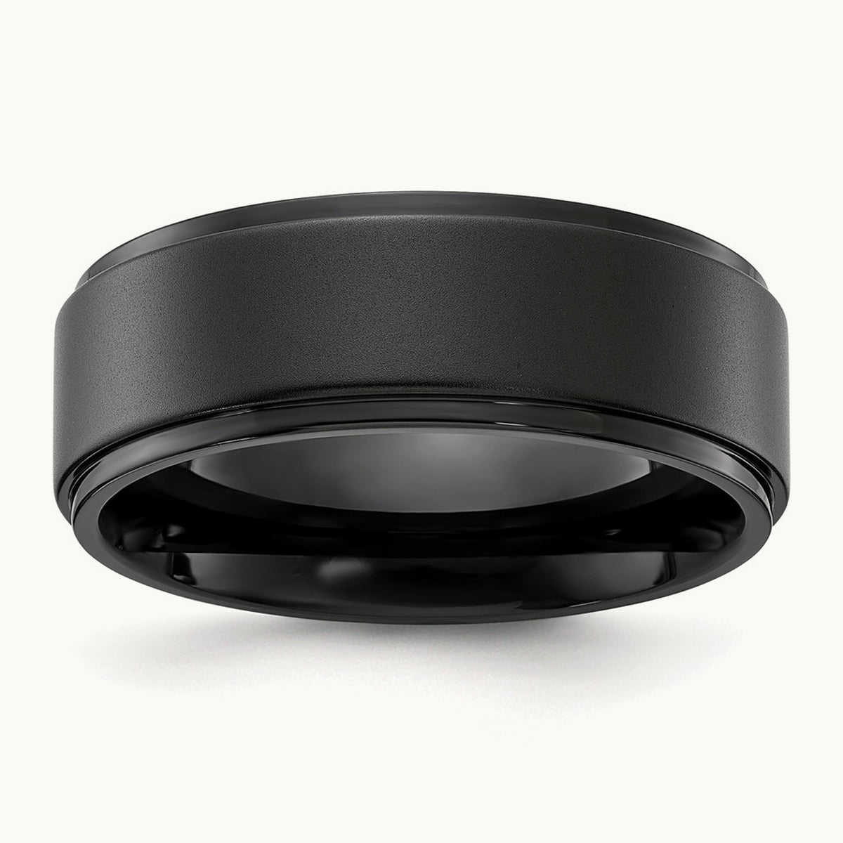 Polished Black IP-plated Brushed Center Band, 8mm, Stainless Steel