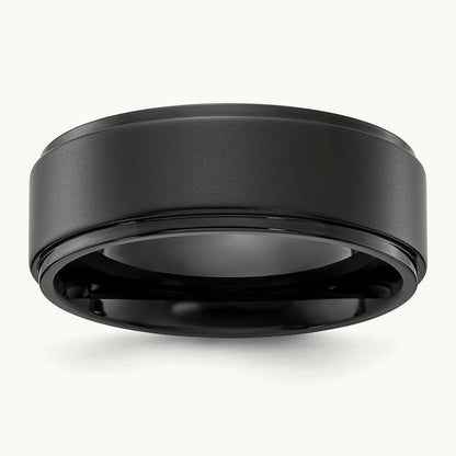 Polished Black IP-plated Brushed Center Band, 8mm, Stainless Steel