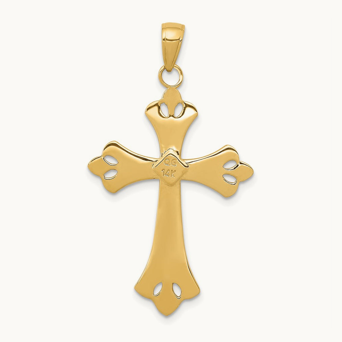 w/Rhodium Textured Cross Pendant, 14K