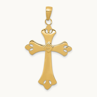 w/Rhodium Textured Cross Pendant, 14K