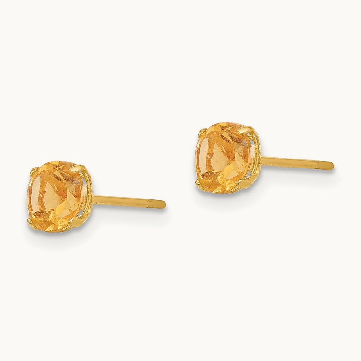 Round Citrine Post Earrings — 5mm