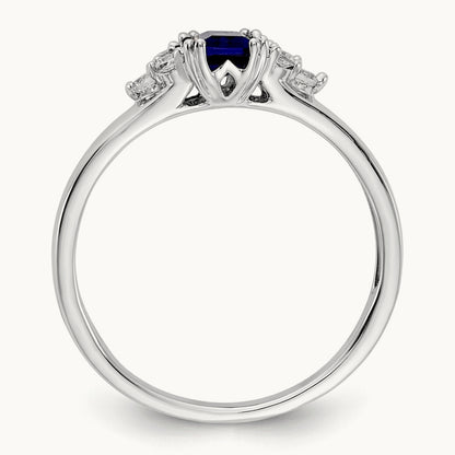 Diamond and Sapphire Ring, 14K White Gold