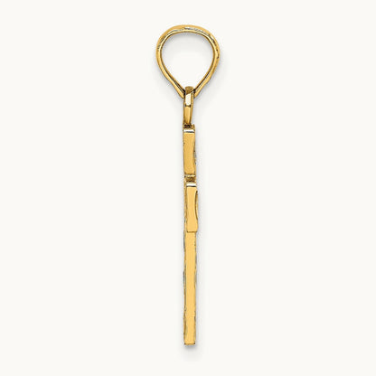 Enameled W/ Flower Cross Charm, 14K