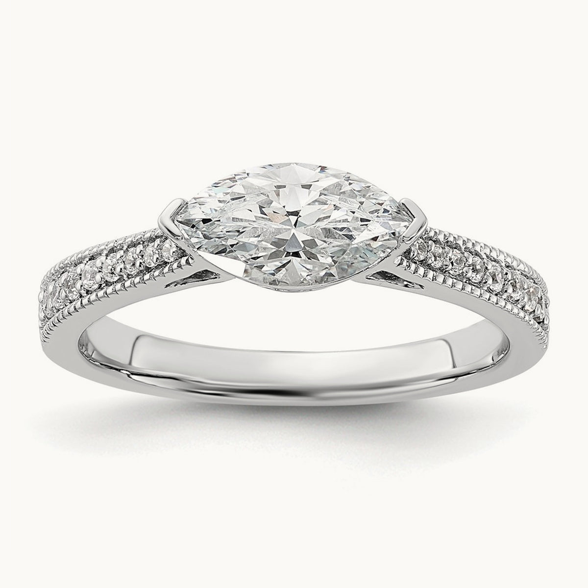East West Marquise Semi-Mount Engagement Ring — 3/4 ct, 7
