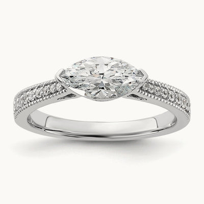 East West Marquise Semi-Mount Engagement Ring, 0.75-1.00 ct tw