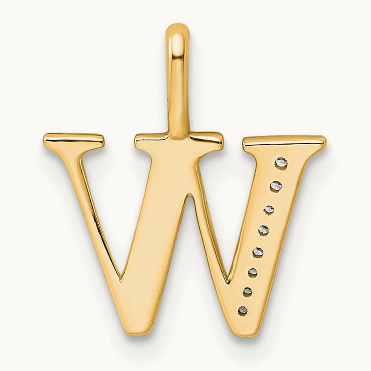 Diamond Letter W Initial Pendant, 14K