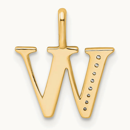 Diamond Letter W Initial Pendant, 14K