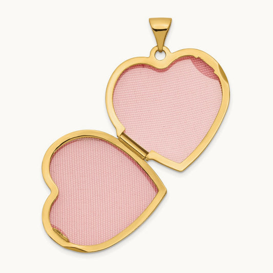 Heart Domed Locket, 21mm, 14K