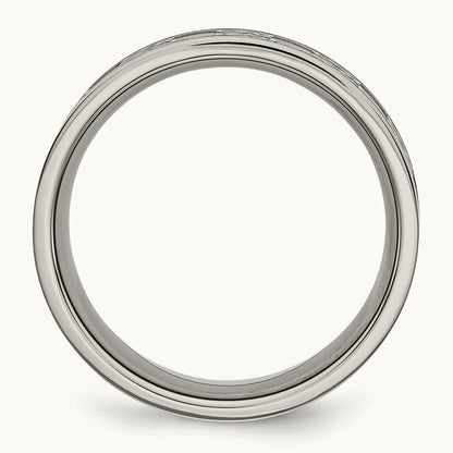Titanium Brushed Center 8mm Scroll Design Band